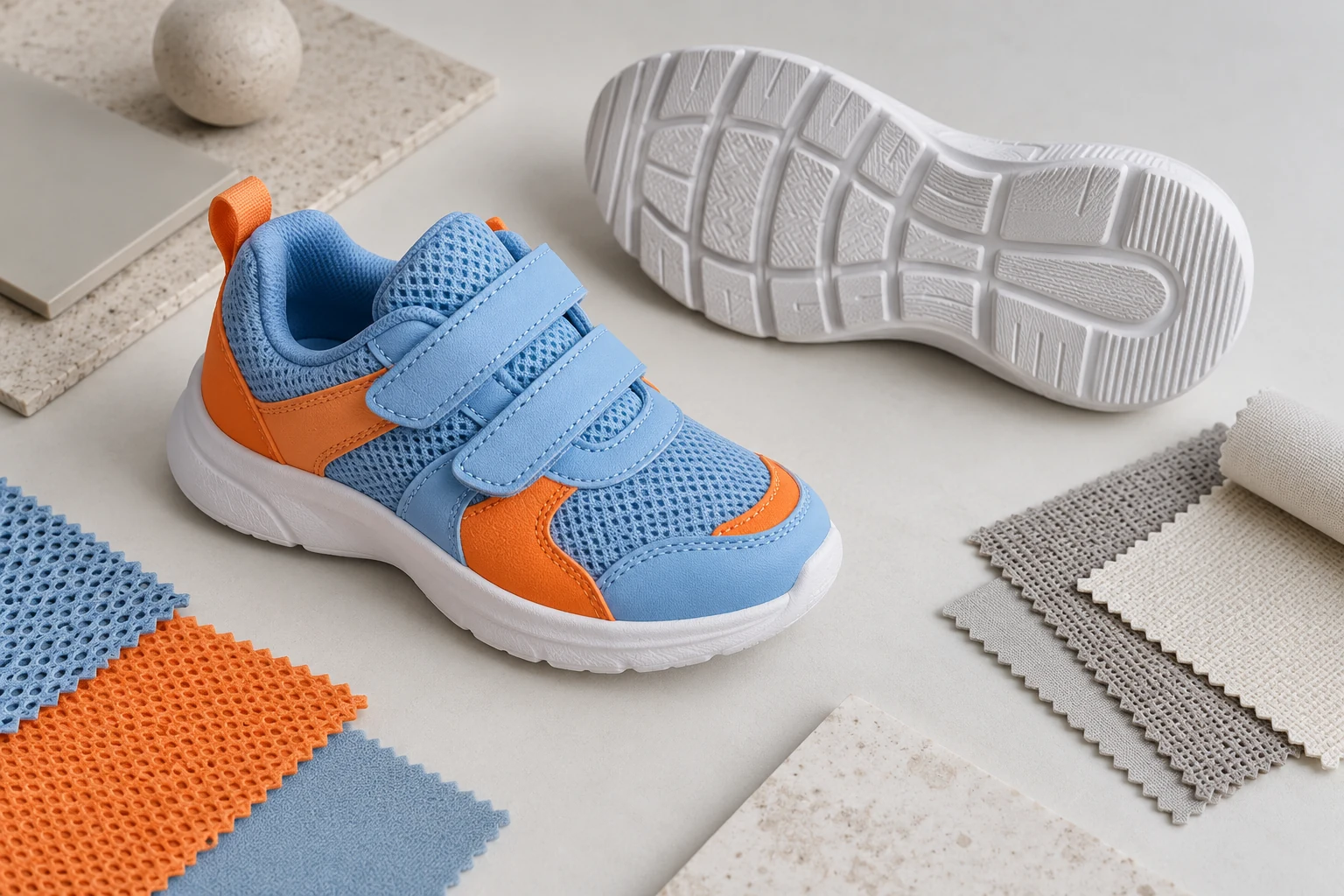 Children’s footwear construction and material details prepared for a specification discussion