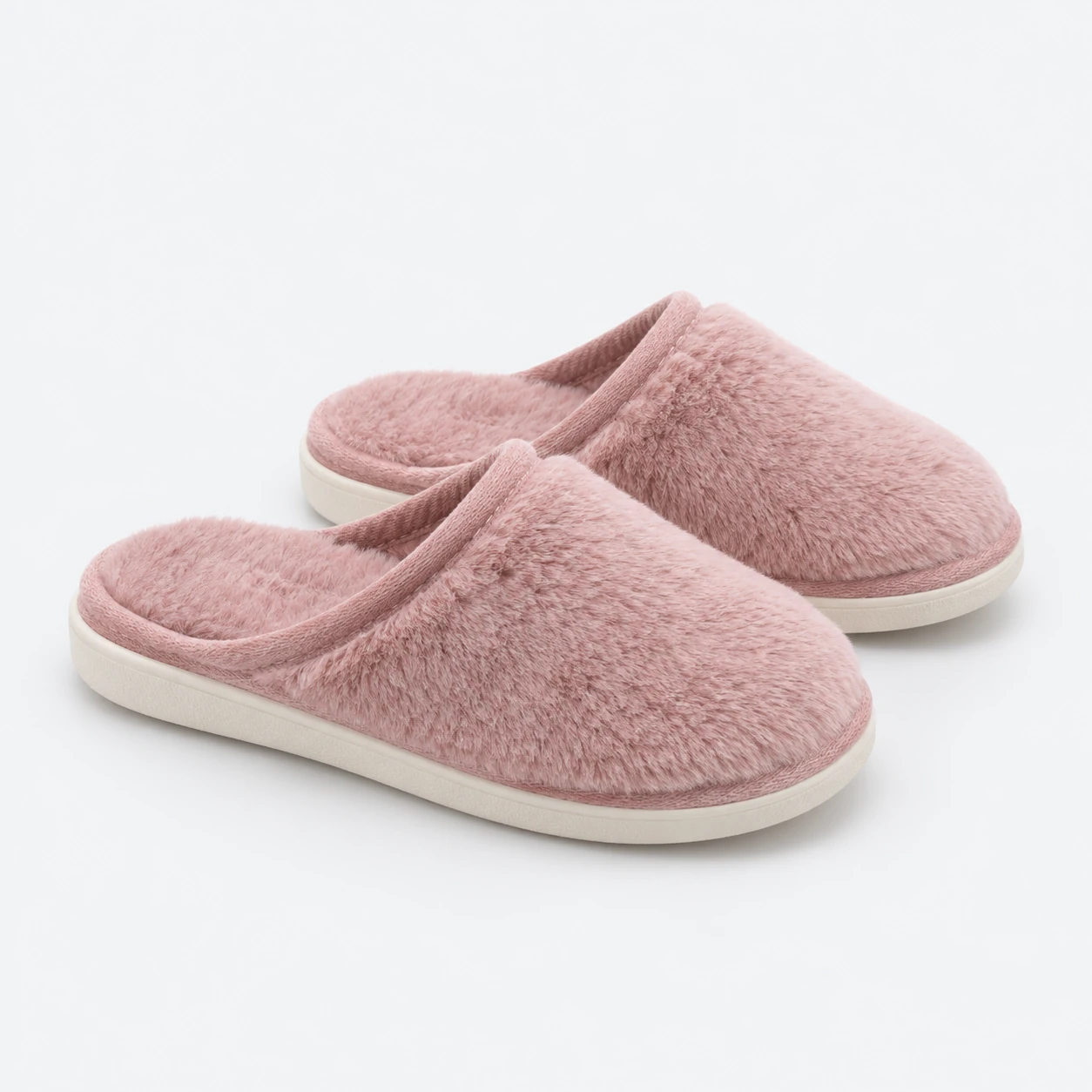 Dusky pink / ivory Cozy Mule Slipper