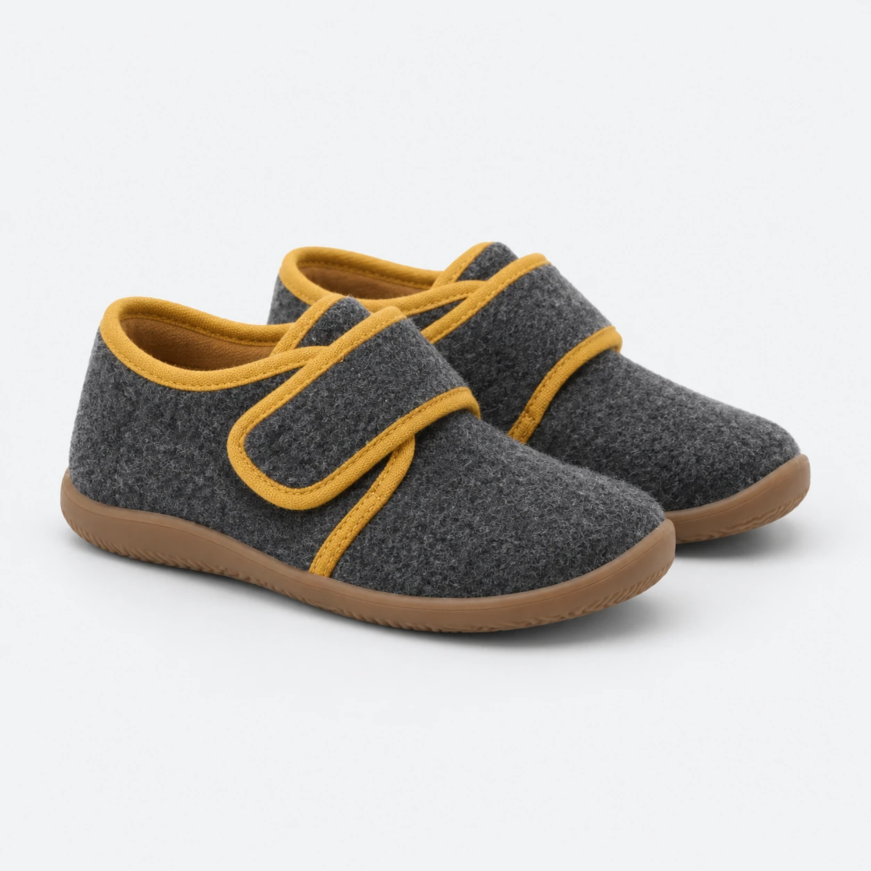 Dark grey / mustard / brown Cabin Felt-look Slipper